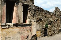 This backyard wall and small room show how well preserved the city was being encasted in volcanic ash.